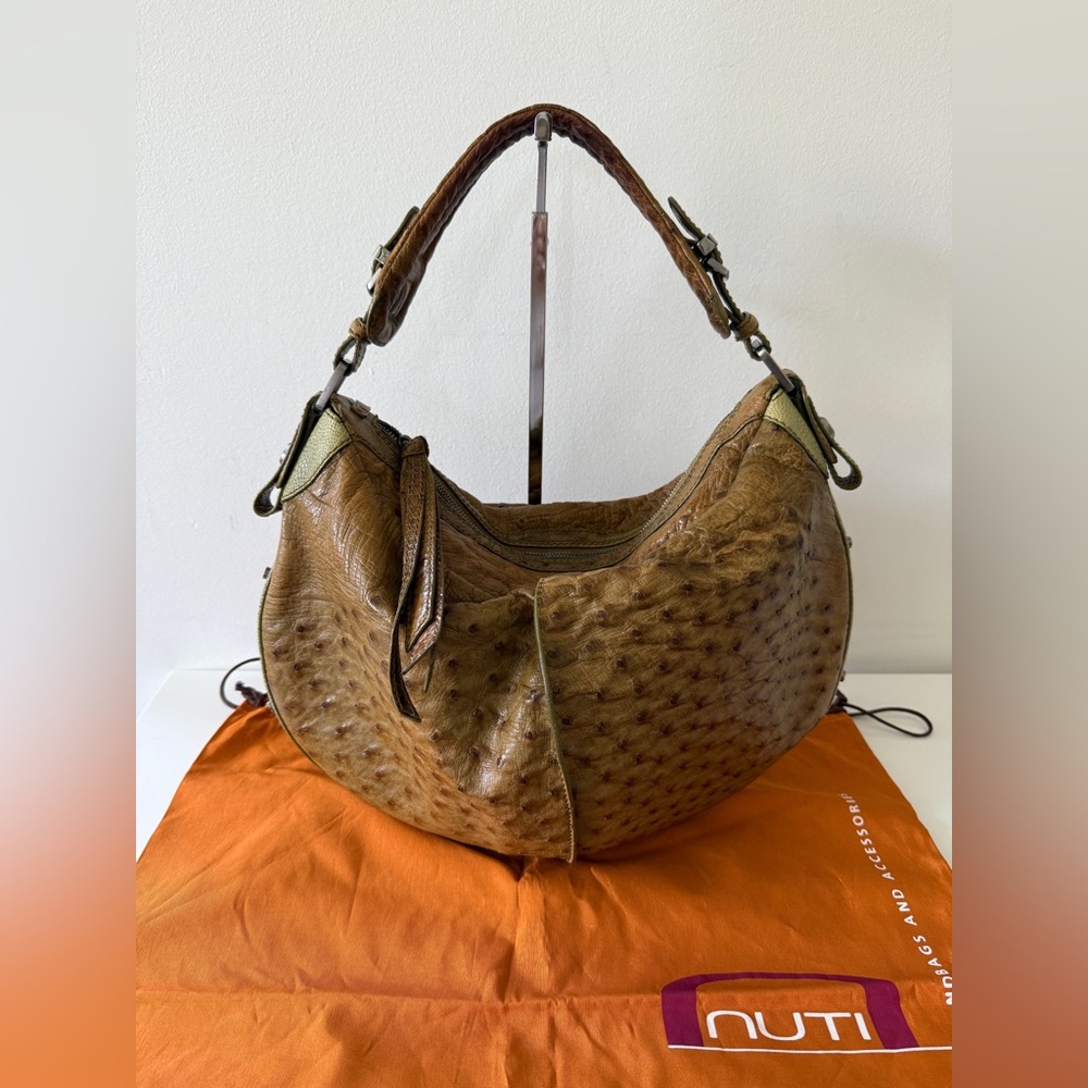 NUTI Genuine Ostrich Shoulder Bag Handbag - Picture 4 of 14